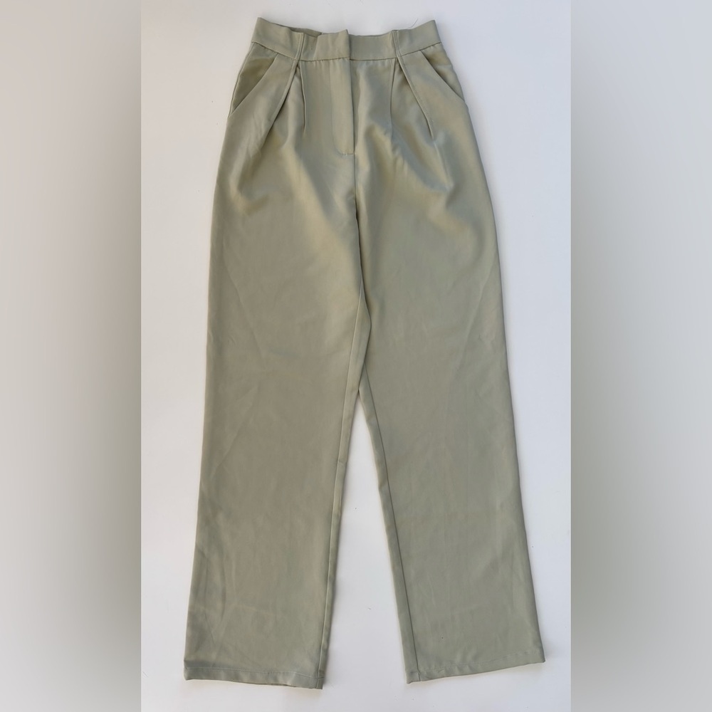 4th+Reckless Women's Tan High Rise Straight Leg Pleat Trouser Pants Size XS